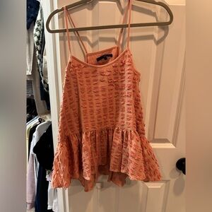 Tibi Orange Textured Strappy Top